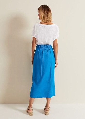 Phase Eight Hayden Linen Wrap Skirts Blue Canada | ARBLKT-701